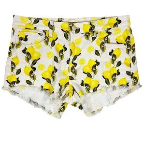 L'agence Audrey Mid Rise Lemon Print Shorts Denim Jean Shorts - Size 28